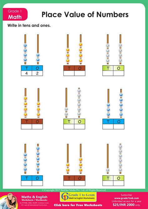 Tens And Ones Worksheets Grade 1