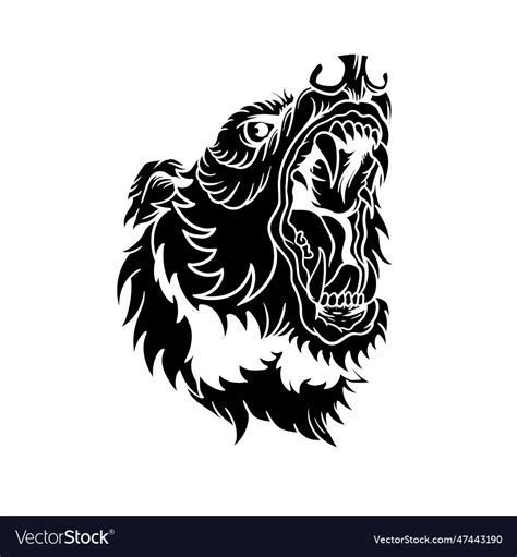 Hand drawn of bear head silhouette Royalty Free Vector Image