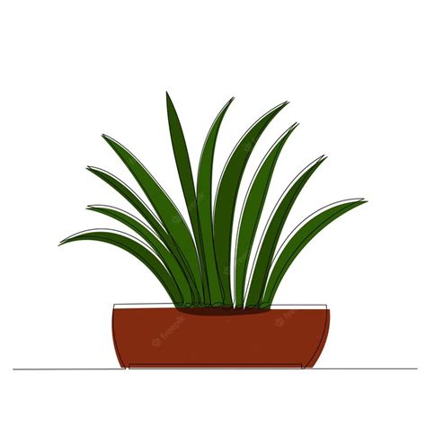 Premium Vector | Green potted plant continuous line drawingxa