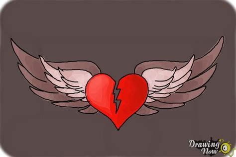 How to Draw a Broken Heart With Wings - Step 10 in 2021 | Heart with wings, Heart with wings ...