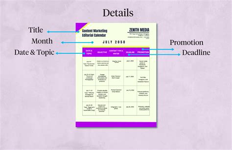 Content Marketing Editorial Calendar in Illustrator, PSD, Word ...