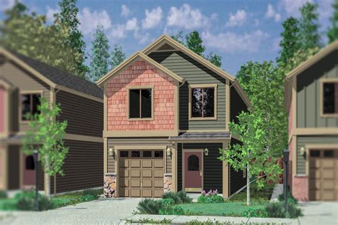 Plan 8133LB: Compact Townhouse | Narrow house plans, Narrow lot house, Narrow lot house plans