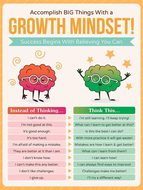 Growth Mindset Classroom Poster - 12 x 16 Educational Poster For ...