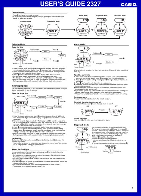 Casio G Shock G100 1Bv Wrist Watch G1001Bv Users Manual QW 2327