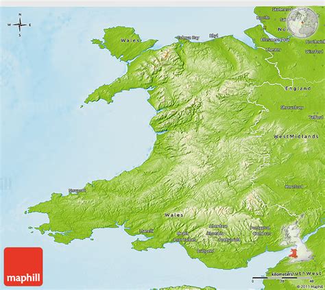 Physical 3D Map of Wales