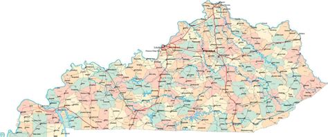 Digital Kentucky State Map in Multi-Color Fit-Together Style to match other states