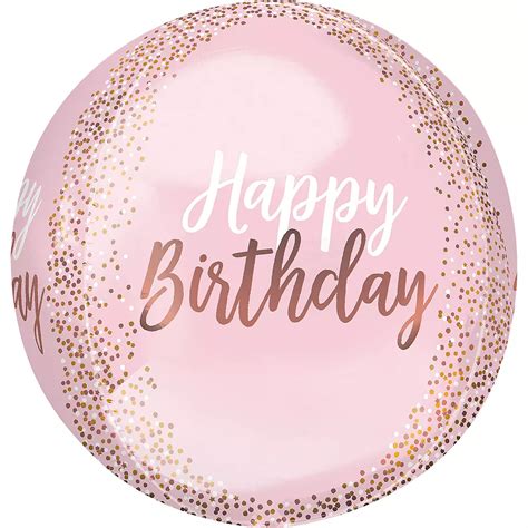 Blush Pink Happy Birthday Balloon, 15in x 16in - Orbz | Party City