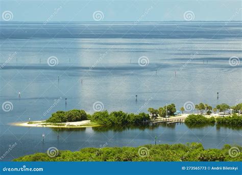 Aerial View of Florida Wetlands with Green Vegetation between Ocean ...