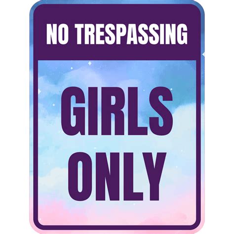 Portrait Round Plus No Trespassing Girls Only Door or Wall Sign | Colorful Business Signage (Sky ...
