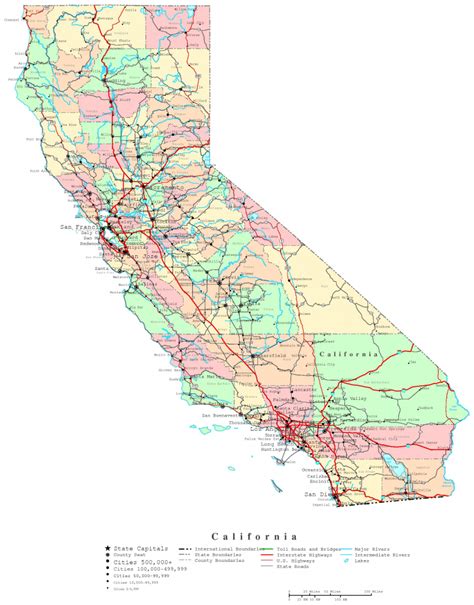 Printable California Map With Cities | Klipy inside Printable Map Of ...