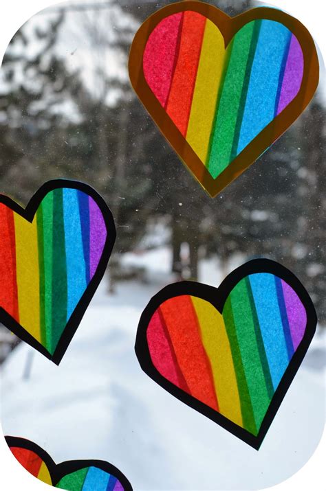 Twig and Toadstool: Rainbow Heart Transparencies | Rainbow crafts, Rainbow art, Crafts