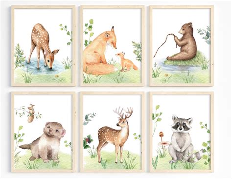 Woodland Animal Prints Woodland Nursery Wall Art Printable - Etsy