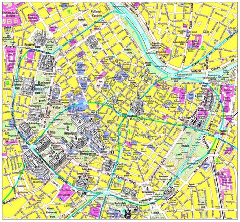 Carte touristique de la ville de Vienne centre - Vienne lieux à visiter, carte (Autriche)