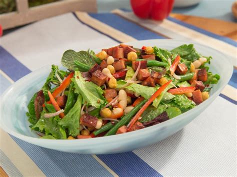 Fresh Bean Salad with Roasted Chickpeas, Crispy Mortadella Bites and Mustard Vinaigrette Recipe ...