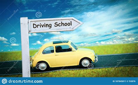 Street Sign DRIVING SCHOOL stock image. Image of driveway - 187845811