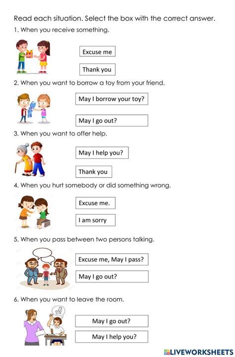 Polite Expressions | 1st grade worksheets, 2nd grade worksheets ...