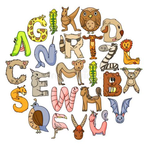 Alphabet Animals From A To I Stock Vector - Illustration of font, hippo ...