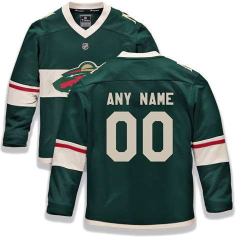 Fanatics Branded Minnesota Wild Youth Green Home Replica Custom Jersey