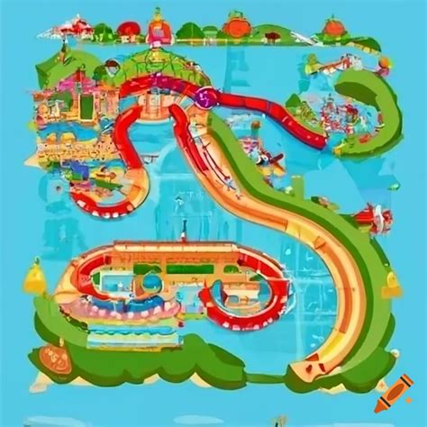 Colorful water park map with attractions on Craiyon