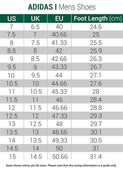 Adidas Size Chart Cm