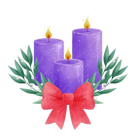 Free Vector | Watercolor purple advent candles illustration