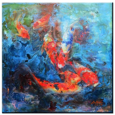 Canvas Painting modern abstract canvas art koi fish Canvas Poster Print for living room home ...