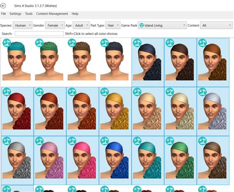 Hair override for all swatches | Sims 4 Studio