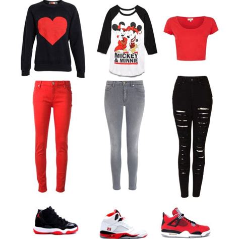 Black An Red Jordan Shirt Girl Outfit