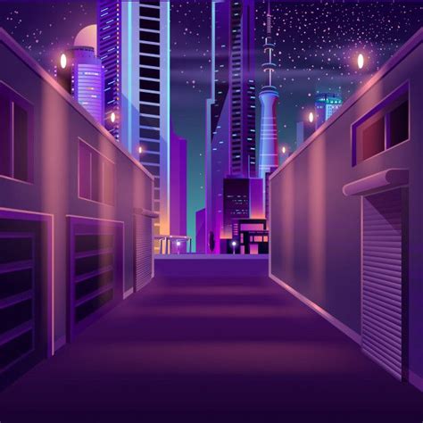 Night city empty side street cartoon Fre... | Free Vector #Freepik #freevector #business in 2021 ...