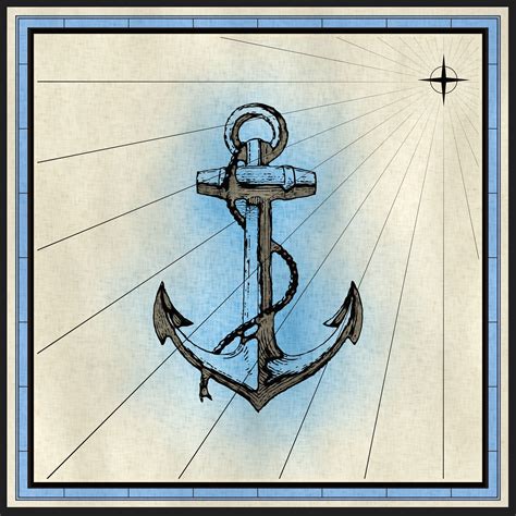 Beautiful drawing of the anchor with the rope, on clipart free image download