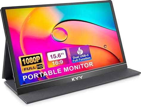 KYY Portable Monitor 15.6'' 1080P FHD USB-C Laptop Monitors w/Smart ...