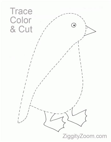 Trace Color and Cut Penguin Activity