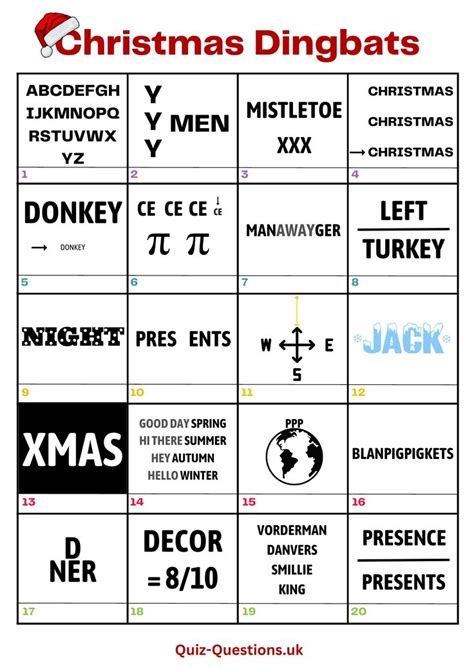 Christmas Dingbat Picture Puzzles in 2023 | Printable christmas quiz, Christmas picture quiz ...