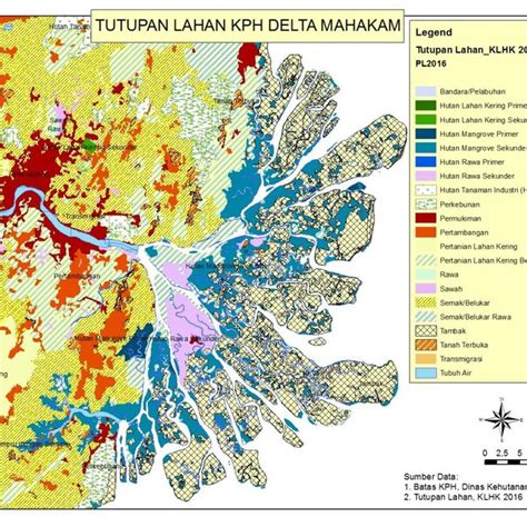 Land-use map of the Mahakam Delta, showing a very intensive shrimp ...