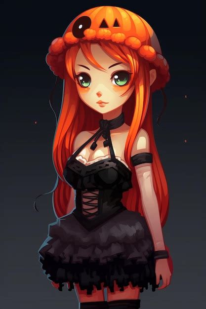 Premium AI Image | an anime girl in a halloween costume with a pumpkin ...