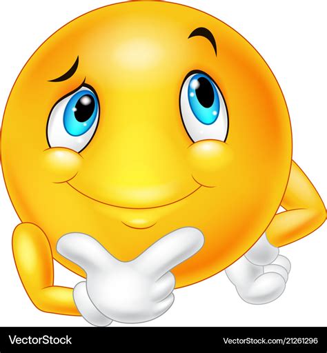 Emoticon happy face are thinking and posing Vector Image