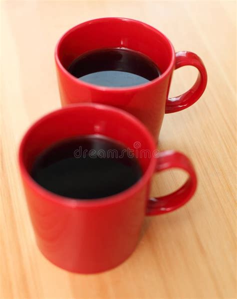 Red coffee mugs stock image. Image of wooden, coffeine - 14008937