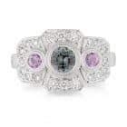 Grey Spinel & Ceylon Pink Sapphire Diamond Engagement Ring - Artisans Bespoke Jewellers