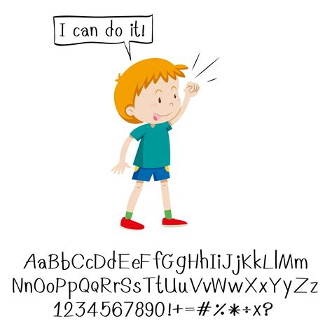 Kid saying I Can Do It and alphabet 1367010 Vector Art at Vecteezy