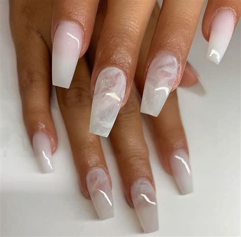 milky nails | White acrylic nails, Fire nails, Coffin nails designs