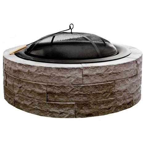 Four Seasons Outdoor Product 42-in W Tan Stone Wood-Burning Fire Pit in ...