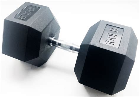 BalanceFrom Barbell Rubber Coated Cast Iron Hex Dumbbell, 100 lbs, Single - Walmart.com