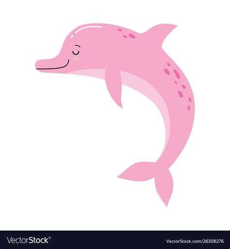 Cute a funny pink dolphin Royalty Free Vector Image