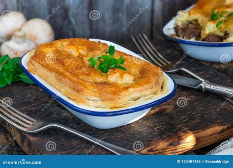 Steak and mushroom pie stock photo. Image of onion, high - 130401486