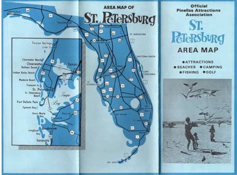 ST. PETERSBURG FLORIDA Vintage Area Map Attractions Beaches Camping Etc. £12.49 - PicClick UK