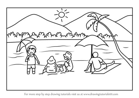 How to Draw Summer Beach Scene (Beaches) Step by Step ...