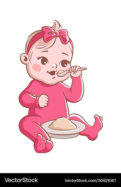 Baby girl eating cute newborn and healthy Vector Image