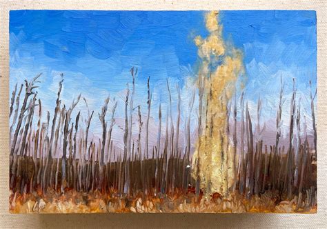 Oil Painting Forest Fire Landscape | Etsy