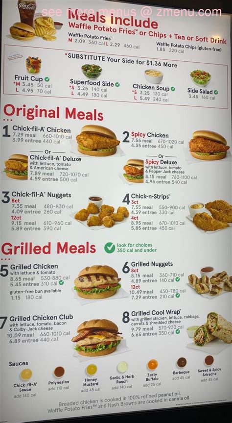 Menu at Chick-fil-A fast food, Simi Valley