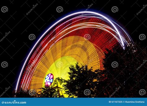 Ferris wheel at night. stock image. Image of attraction - 61167325